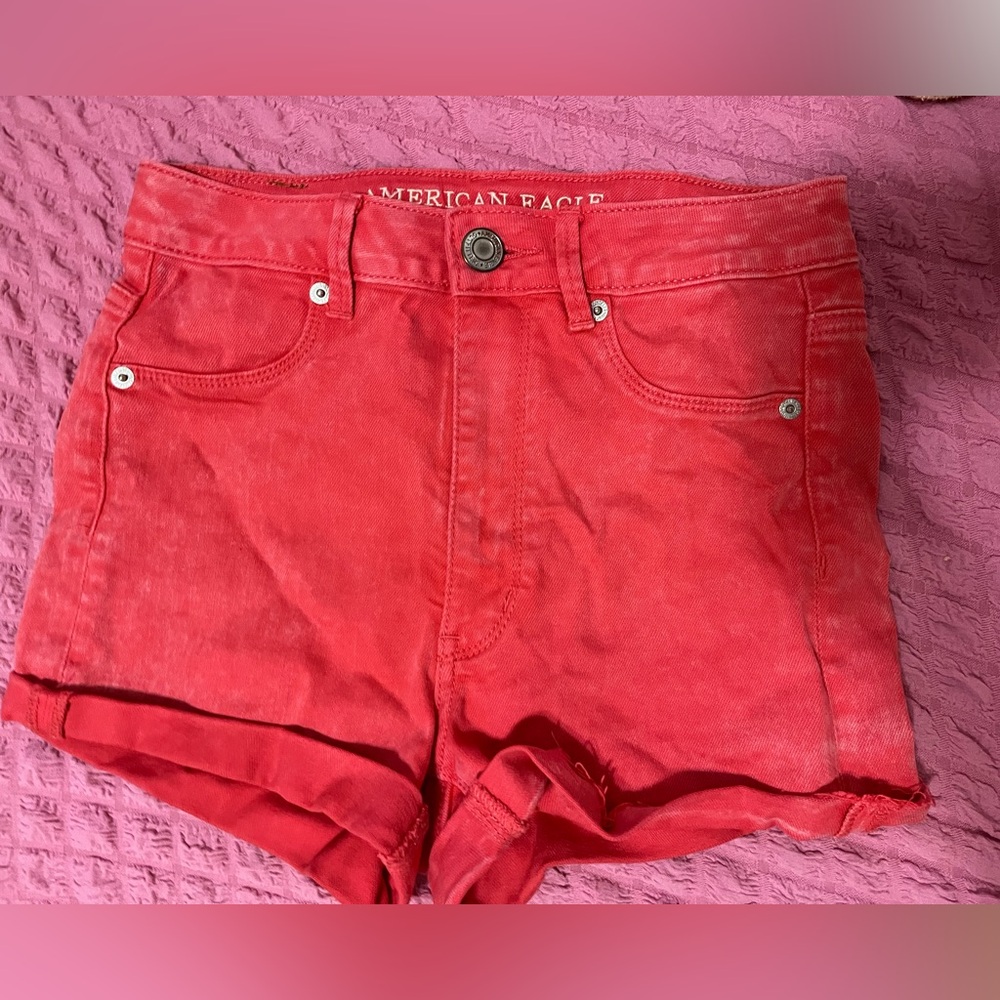 American Eagle Outfitters Vibrant Red Jean Shorts
